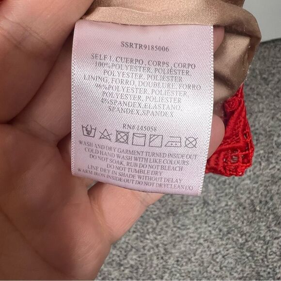 Sz S Stylestalker Stella Midi Off the Shoulder Red Lace Dress $241 MSRP - Picture 13 of 15